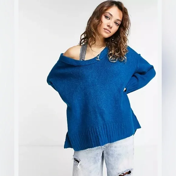 Free People Brookside Sweater Tunic in Blue